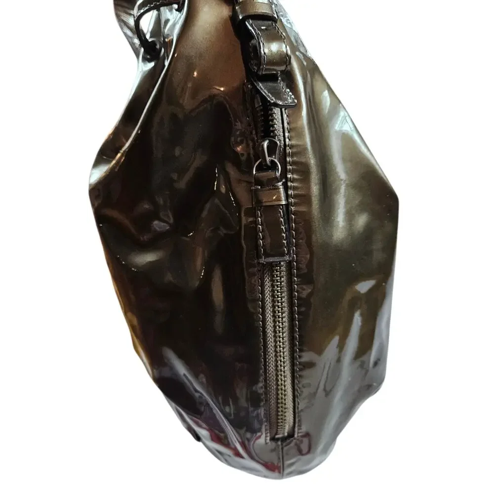 Coach Madison Marielle Drawstring Tote Bag Pewter Patent Leather